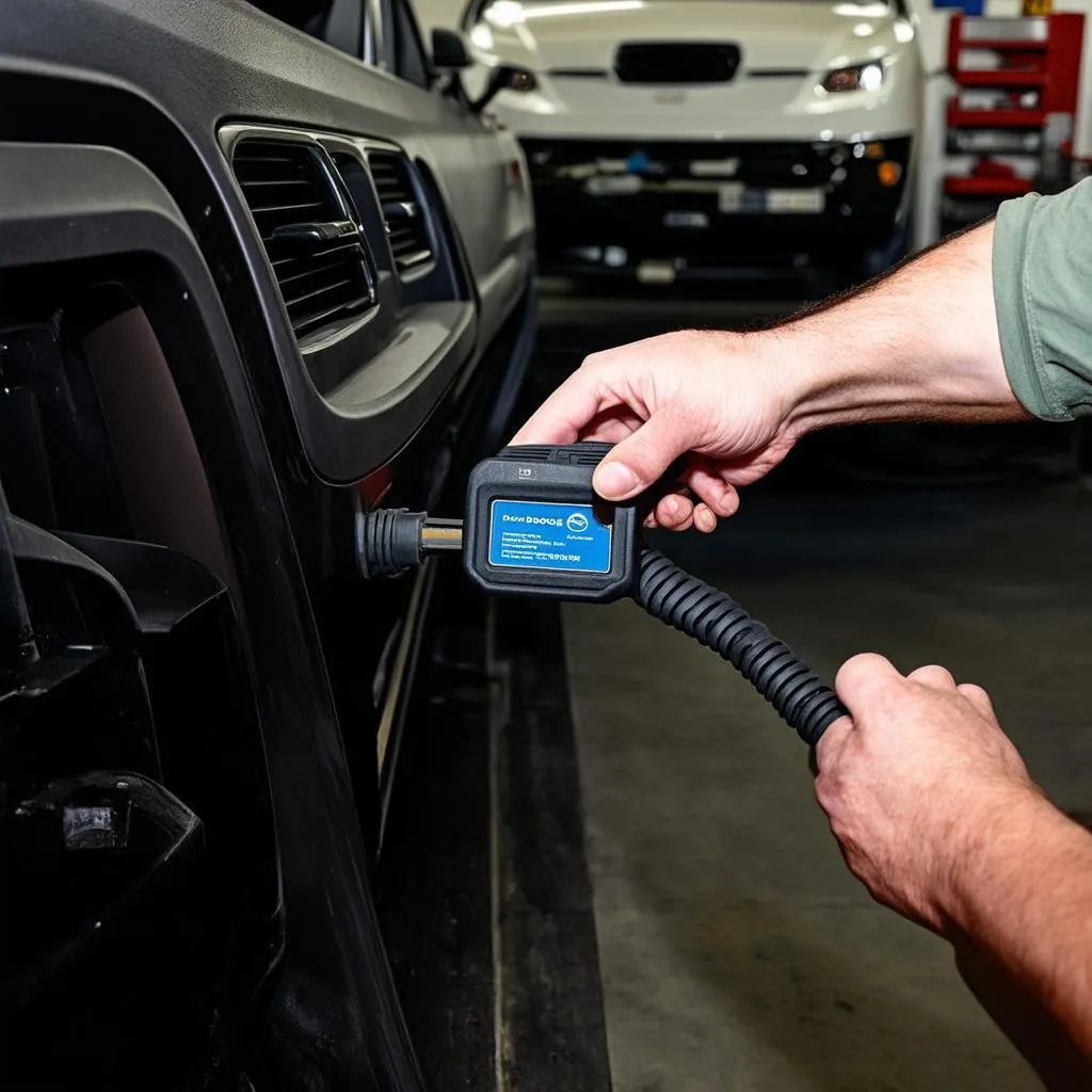 Mechanic diagnosing 2013 Dodge Grand Caravan